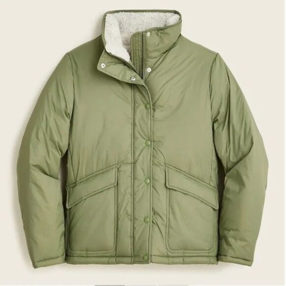 J Crew Sherpa-Lined Puffer Jacket Primaloft Size Small Gorpcore - Picture 3 of 15